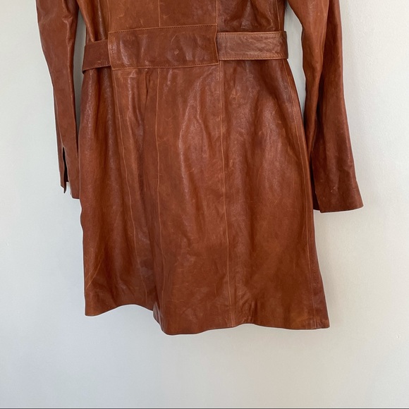 NWT June Cognac Leather Trench Coat - Picture 5 of 13